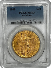 Load image into Gallery viewer, 1908 $20 PCGS MS63 No Motto