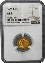Load image into Gallery viewer, 1909 $2.50 Gold Indian PCGS MS61