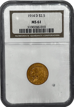 Load image into Gallery viewer, 1914 D $2.5 MS61 NGC