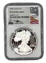 Load image into Gallery viewer, 1986 S Eagle S$1 PF69 Ultra Cameo Signed John Mercanti