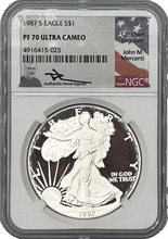 Load image into Gallery viewer, 1987 S Eagle S$1 PF70 Ultra Cameo Signed John Mercanti