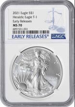 Load image into Gallery viewer, 2021 $1 American Silver Eagle Type 1 MS70 Early Releases NGC