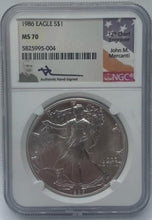 Load image into Gallery viewer, 1986 Eagle S$1 MS70 John Mercanti signed