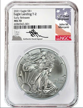 Load image into Gallery viewer, 2021 $1 Type 2 American Silver Eagle NGC MS70 ER John Mercanti Signed