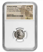 Load image into Gallery viewer, Roman Empire Silver Denarius Julia Domna (193-211 AD) Ch AU NGC