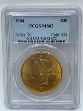 Load image into Gallery viewer, 1904 PCGS MS63 $20