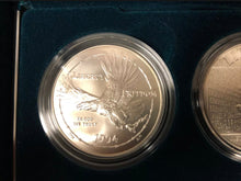 Load image into Gallery viewer, 1994 U. S. Veterans Commemorative Uncirculated Silver Dollars~3-Coin Set
