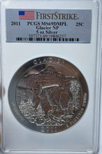 Load image into Gallery viewer, 2011 Glacier 5 oz. Silver America the Beautiful Coin PCGS MS69 DMPL First Strike