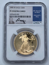 Load image into Gallery viewer, 1995 W Eagle GOLD $50 PF 70 Ultra Cameo NGC Edmund C Moy
