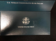 Load image into Gallery viewer, 1994 U. S. Veterans Commemorative Uncirculated Silver Dollars~3-Coin Set