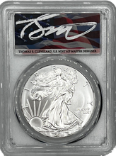 Load image into Gallery viewer, 2011 PCGS MS70 Silver Eagle $1 25th Anniversary Signed Thomas Cleveland
