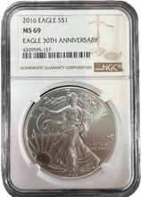 Load image into Gallery viewer, 2016 EAGLE S$1 MS69 Eagle 30th Anniversary NGC
