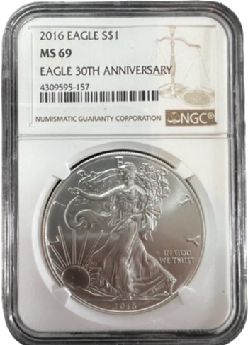 2016 EAGLE S$1 MS69 Eagle 30th Anniversary NGC