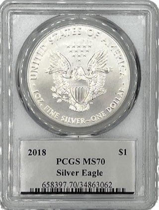 2018 Silver American Eagle PCGS MS70