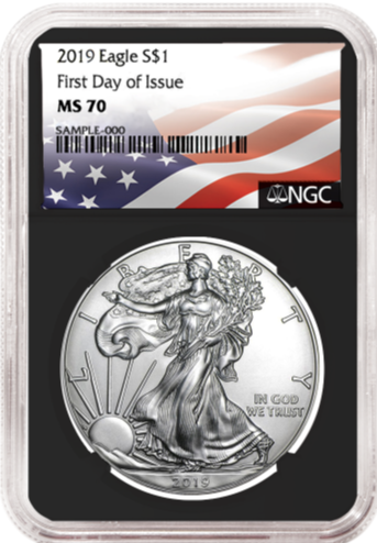 2019 $1 American Silver Eagle NGC MS70 FDI Flag Label Retro Core