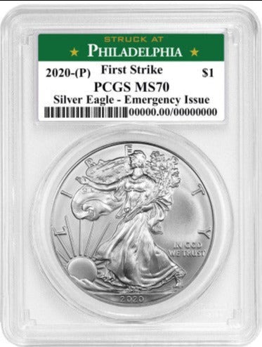 2020 (P) $1 American Silver Eagle PCGS MS70 Emergency Production FS Philadelphia Label