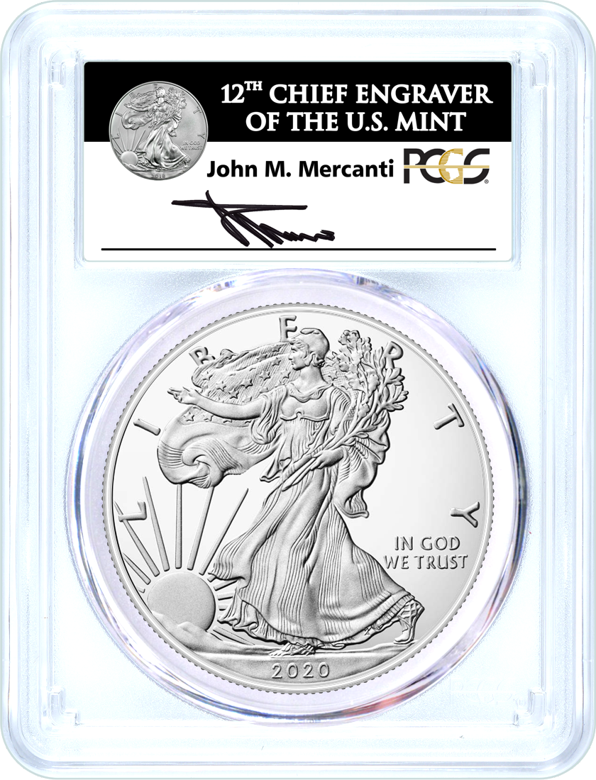 2020 (S) $1 Silver Eagle Emergency Issue PCGS MS70 First Day of Issue Mercanti