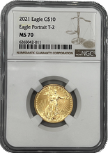 Load image into Gallery viewer, 2021 Eagle G$10 Eagle Portrait T-2 MS70
