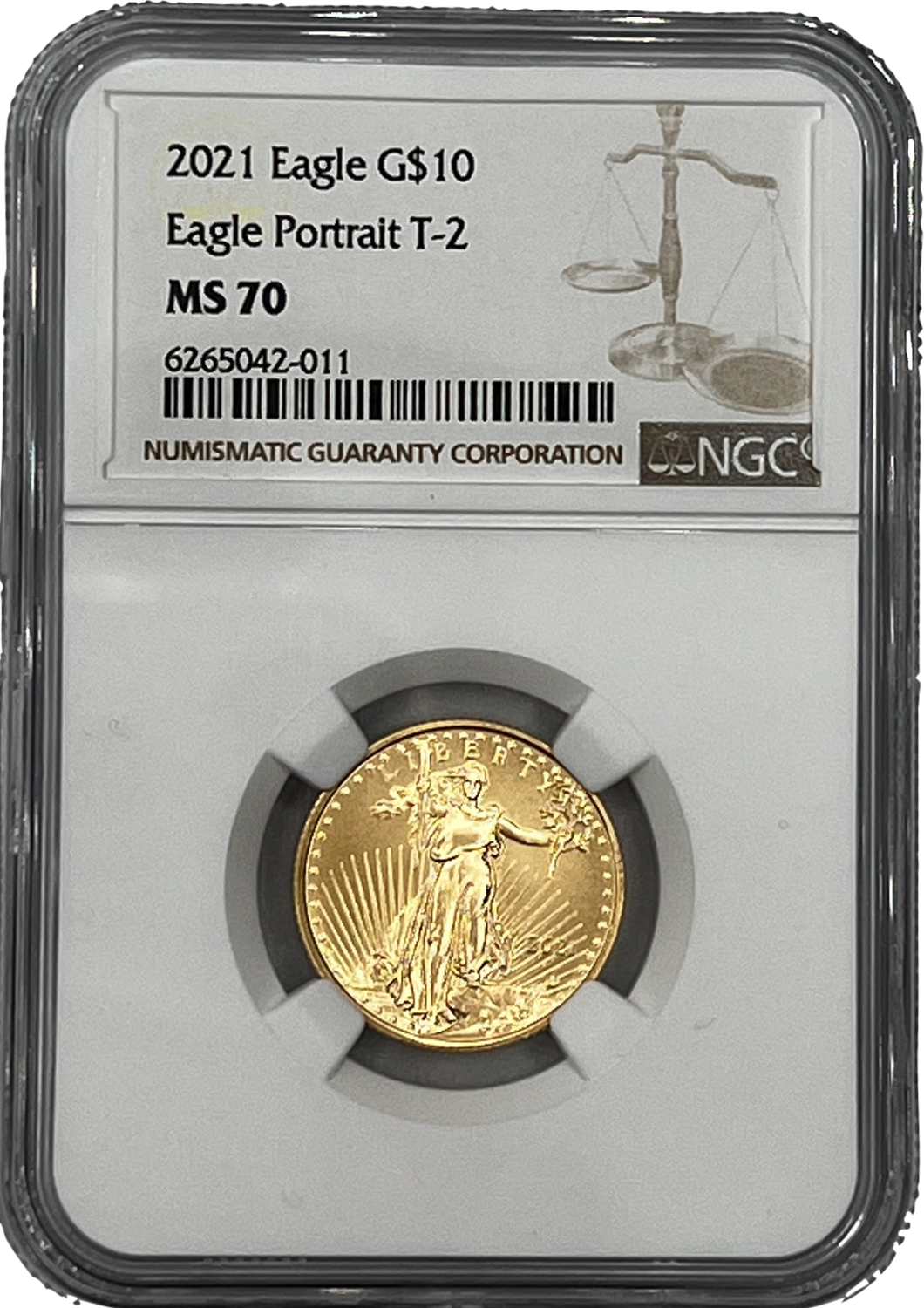 2021 Eagle G$10 Eagle Portrait T-2 MS70