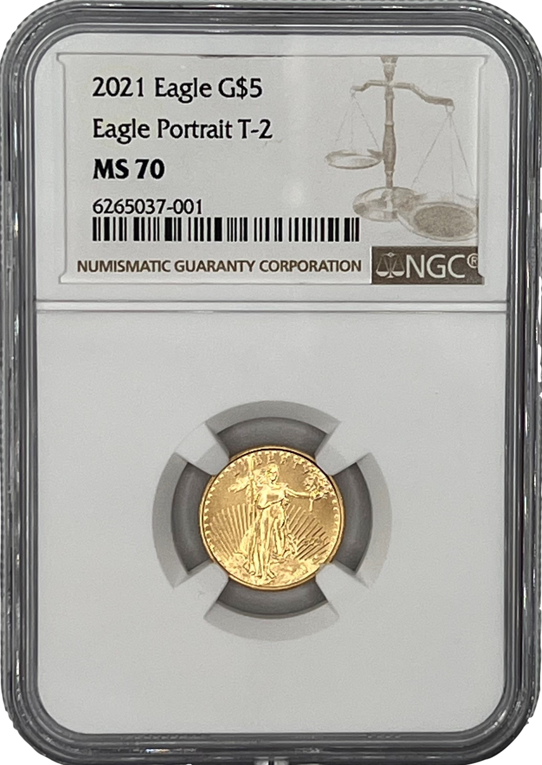 2021 Gold Eagle G$5 Portrait T-2 MS70