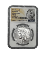 Load image into Gallery viewer, 2021 $1 Morgan and Peace Silver Dollar 6pc Set NGC MS70 ER 100th Anni. Label
