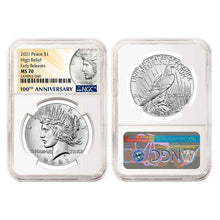 Load image into Gallery viewer, 2021 $1 Morgan and Peace Silver Dollar 6pc Set NGC MS70 ER 100th Anni. Label
