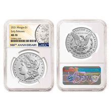 Load image into Gallery viewer, 2021 $1 Morgan and Peace Silver Dollar 6pc Set NGC MS70 ER 100th Anni. Label
