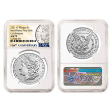 Load image into Gallery viewer, 2021 $1 Morgan and Peace Silver Dollar 6pc Set NGC MS70 ER 100th Anni. Label
