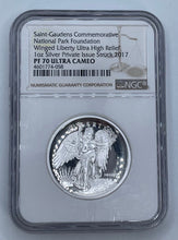 Load image into Gallery viewer, 2017 PF70 Ultra Cameo Saint-Gaudens Commemorative National Park Foundation Winged Liberty Ultra high Relief 1oz Silver Private Issue Struck
