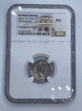 Load image into Gallery viewer, 209-211 AD Roman empire- Geta AR Denarius COLOSSEUM HOARD AU NGC
