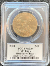 Load image into Gallery viewer, 2020 $50 1oz Gold Eagle PCGS MS70 First Day of Issue Thomas Cleveland
