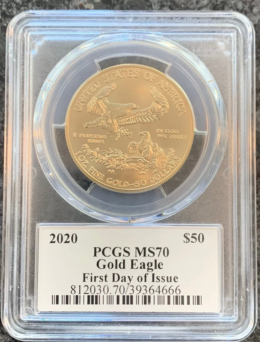 2020 $50 1oz Gold Eagle PCGS MS70 First Day of Issue Thomas Cleveland