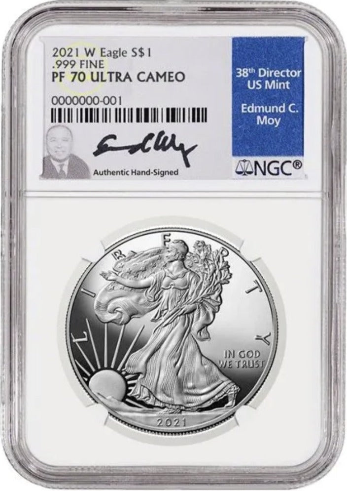 2021 W Silver American Eagle S$1 PF70 Ultra Cameo